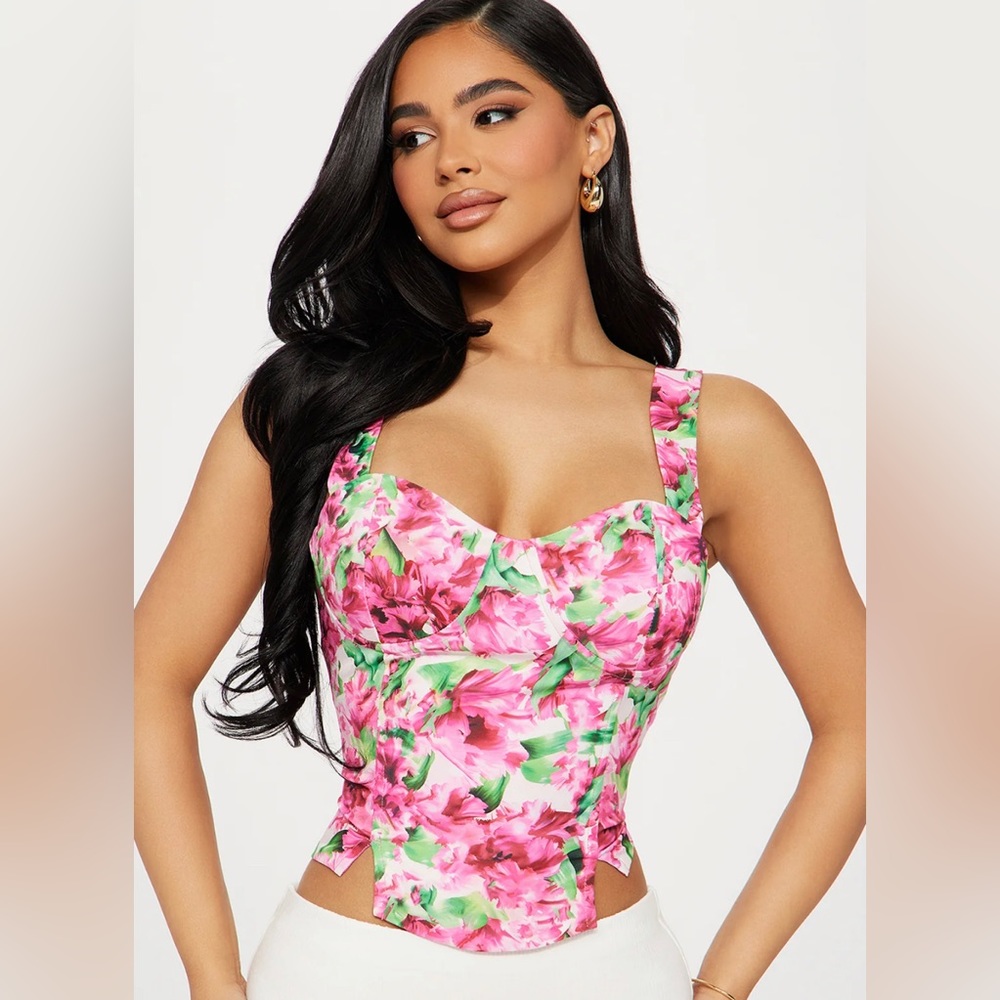 Corset Top - pink floral